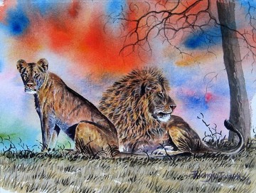 Lion and Lioness from Africa Oil Paintings